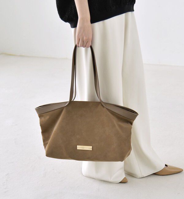 quaranciel「quaranciel: ロング ハンドル コンビ ワイド トート」|トートバッグ|ベージュ