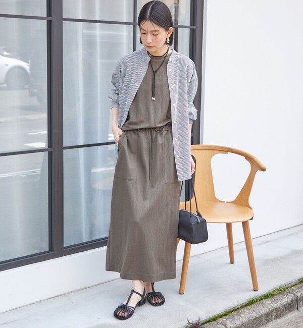 SHIPS for women「〈手洗い可能〉シアー ストライプ バンドカラー シャツ」|シャツ・ブラウス|
