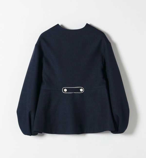 SHIPS any「《予約》SHIPS any:〈手洗い可能〉パフ スリーブ ノーカラー ジャケット［NAVY BLUE］」|ノーカラージャケット|