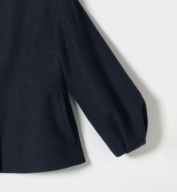 SHIPS any「《予約》SHIPS any:〈手洗い可能〉パフ スリーブ ノーカラー ジャケット［NAVY BLUE］」|ノーカラージャケット|