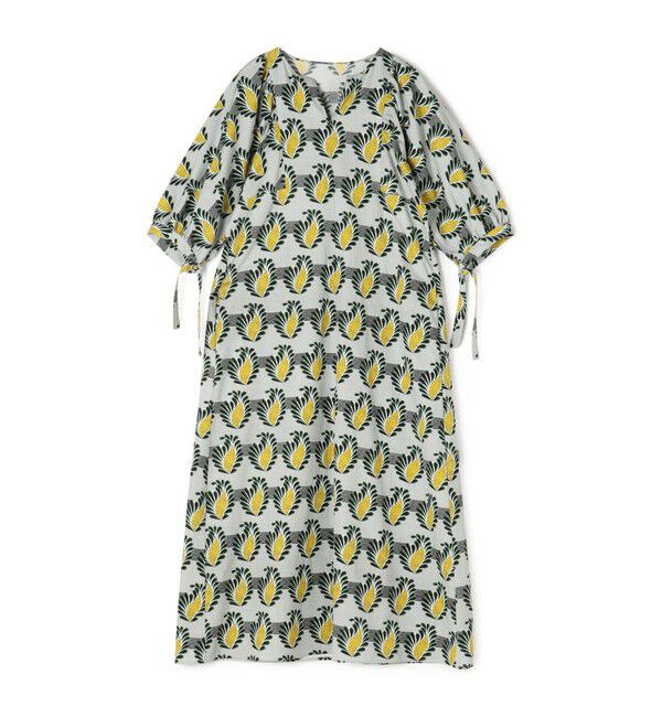 MACPHEE「アフリカンプリント キーネックワンピース」|ワンピース|52 ライトグリーン系