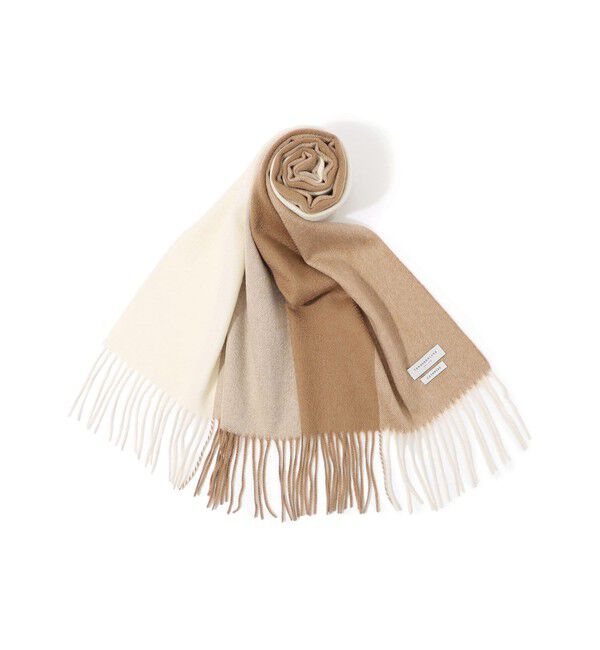 TOMORROWLAND GOODS「TOMORROWLAND カシミヤ パネルチェックマフラー」|マフラー|48 ベージュ系