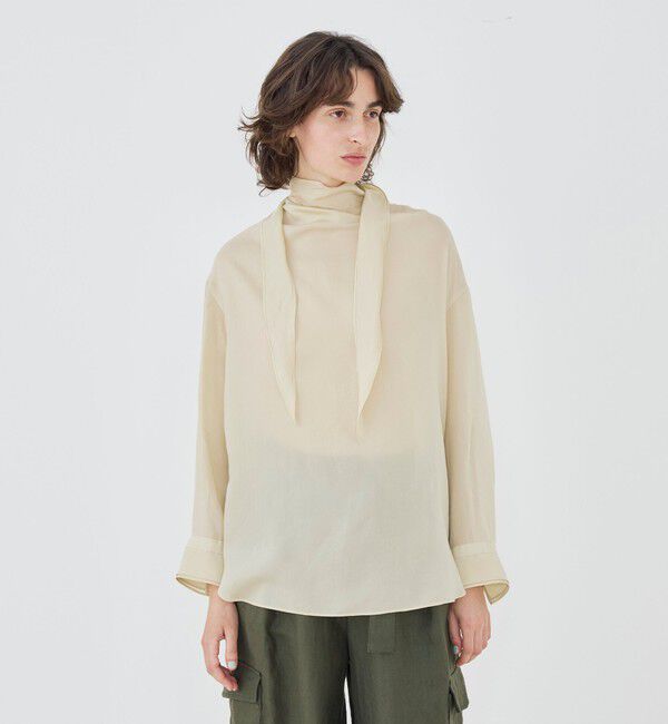 GALERIE VIE「セルロースシルクブロード バックボウタイブラウス」|シャツ・ブラウス|