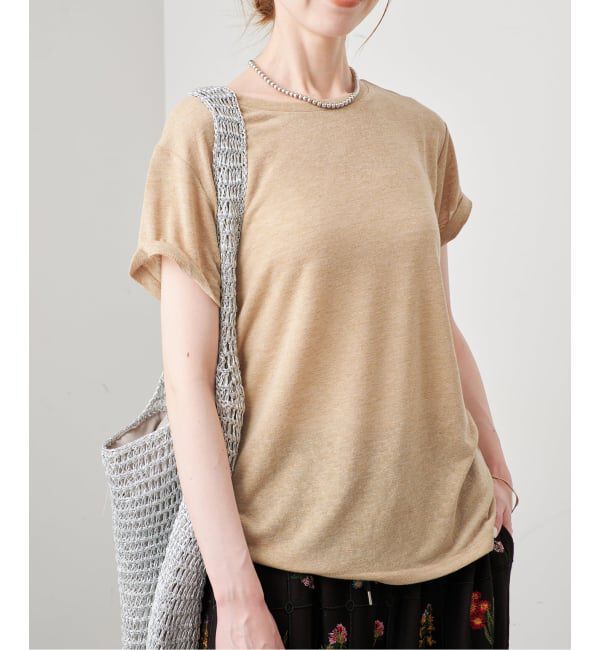 SLOBE IENA「《追加》スラブ5分袖TEE」|Tシャツ・カットソー|ベージュ