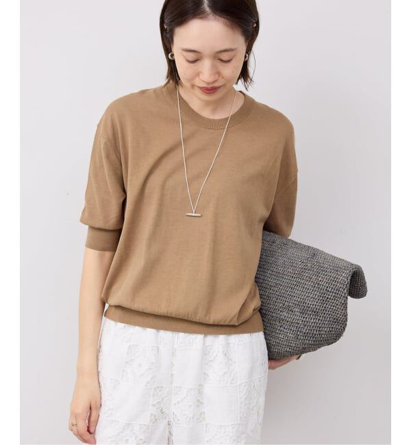 SLOBE IENA「《WEB限定/追加/シリーズあり》コットンキュプラハーフスリーブプルオーバー」|ニット・セーター|