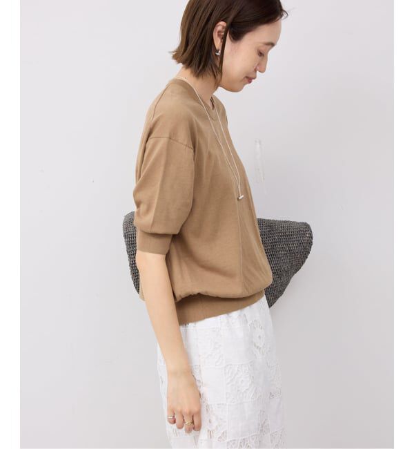 SLOBE IENA「《WEB限定/追加/シリーズあり》コットンキュプラハーフスリーブプルオーバー」|ニット・セーター|