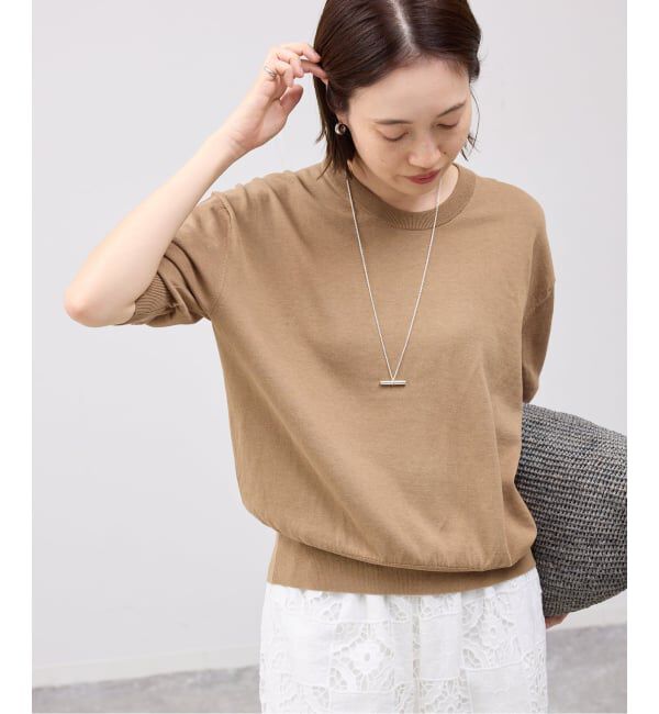 SLOBE IENA「《WEB限定/追加/シリーズあり》コットンキュプラハーフスリーブプルオーバー」|ニット・セーター|