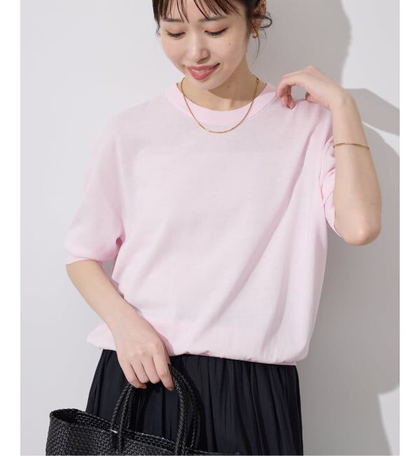 SLOBE IENA「《WEB限定/追加/シリーズあり》コットンキュプラハーフスリーブプルオーバー」|ニット・セーター|