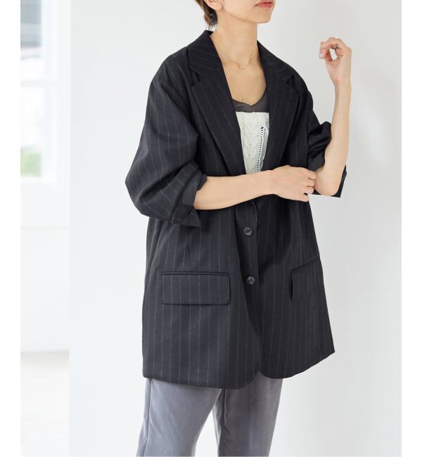 IENA「《予約》COUTURE D'ADAM/クチュールドアダム 別注 CashmereBlendStripe JK 26AW-013」|その他|ブラック