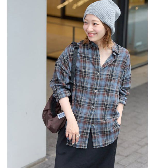 JOURNAL STANDARD relume「《追加予約》CHECKオーバーサイズシャツ」|シャツ・ブラウス|ブルー
