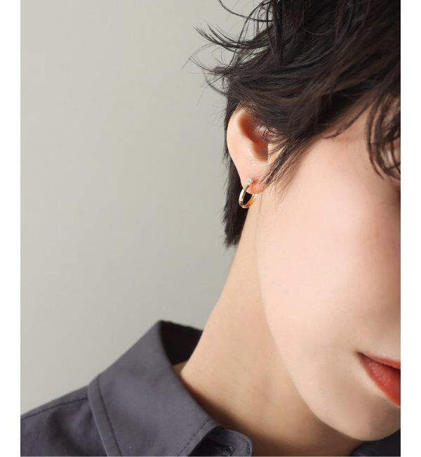 Lilas by Spick&Span「1ピースダイヤテクスチャーフープピアス K18（両耳）」|ピアス|