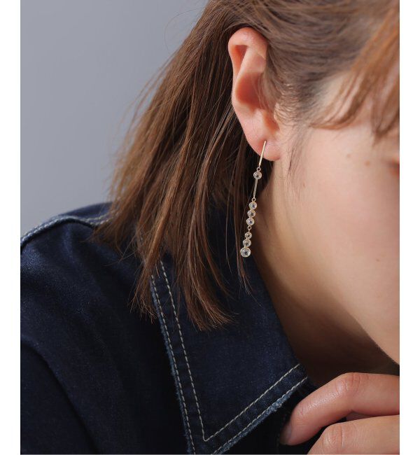Lilas by Spick&Span「ホワイトトパーズ7ピースラインピアス K10（両耳）」|ピアス|