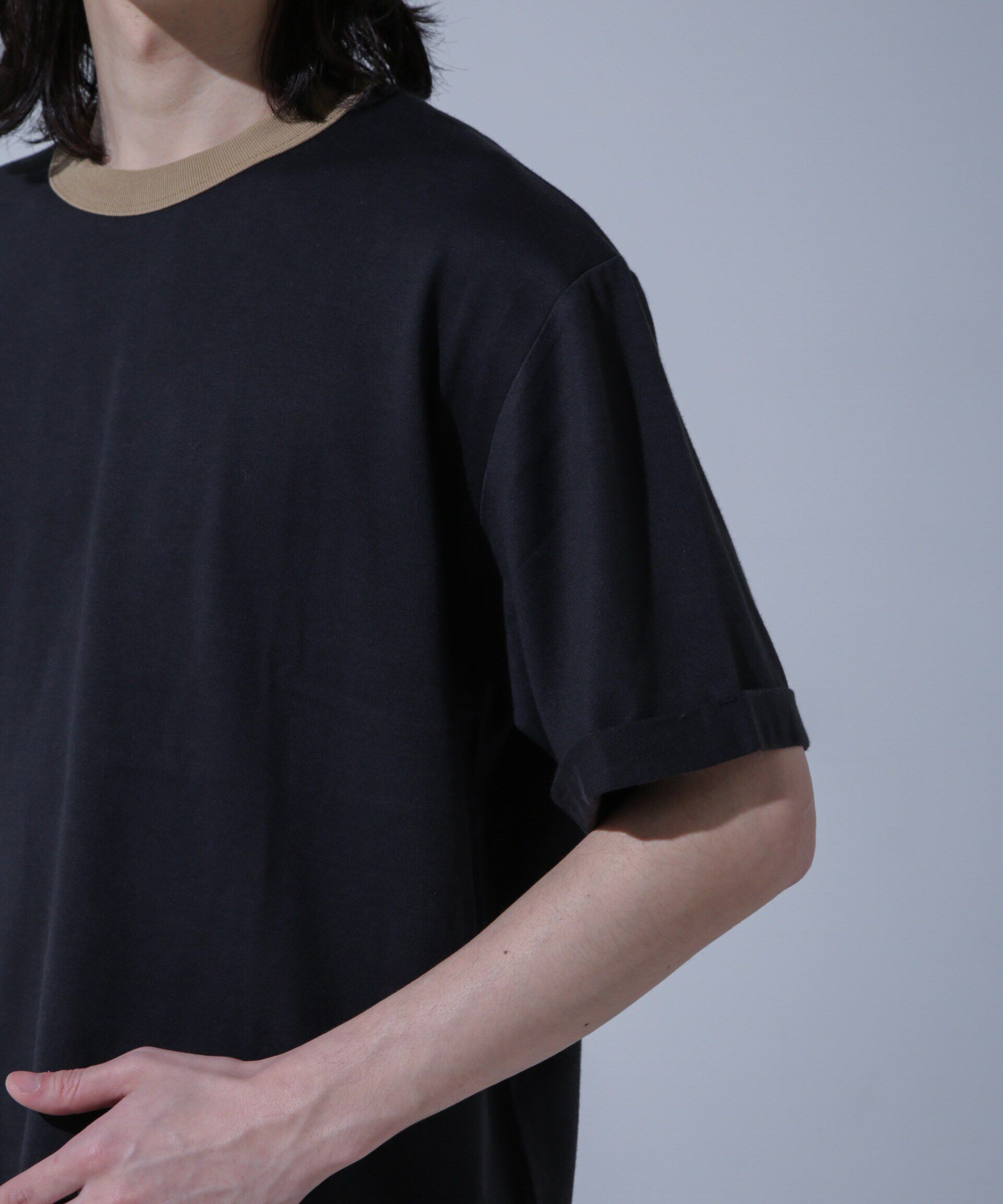 NANO universe「Anti Soaked 汗染み防止 リンガーネックTシャツ」|Tシャツ・カットソー|