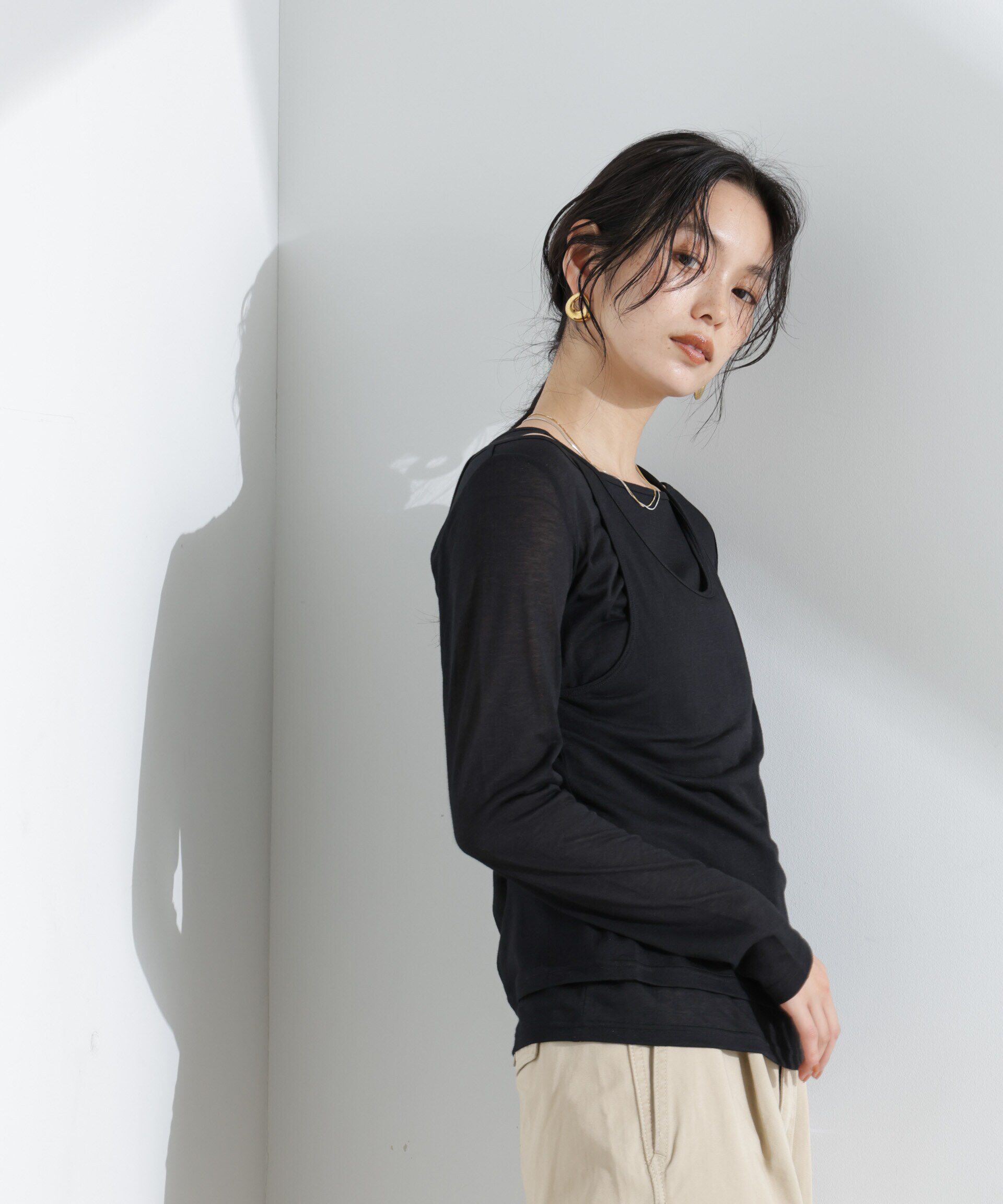 NANO universe「シアータンクトップ＋ロンTレイヤードセット」|Tシャツ・カットソー|