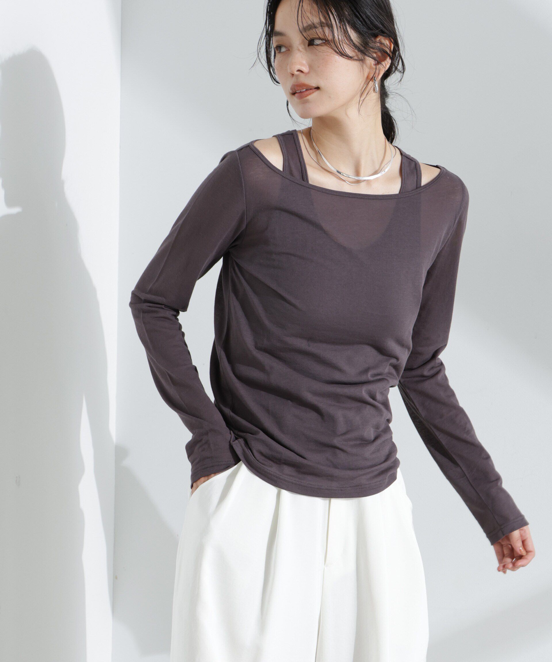NANO universe「シアータンクトップ＋ロンTレイヤードセット」|Tシャツ・カットソー|