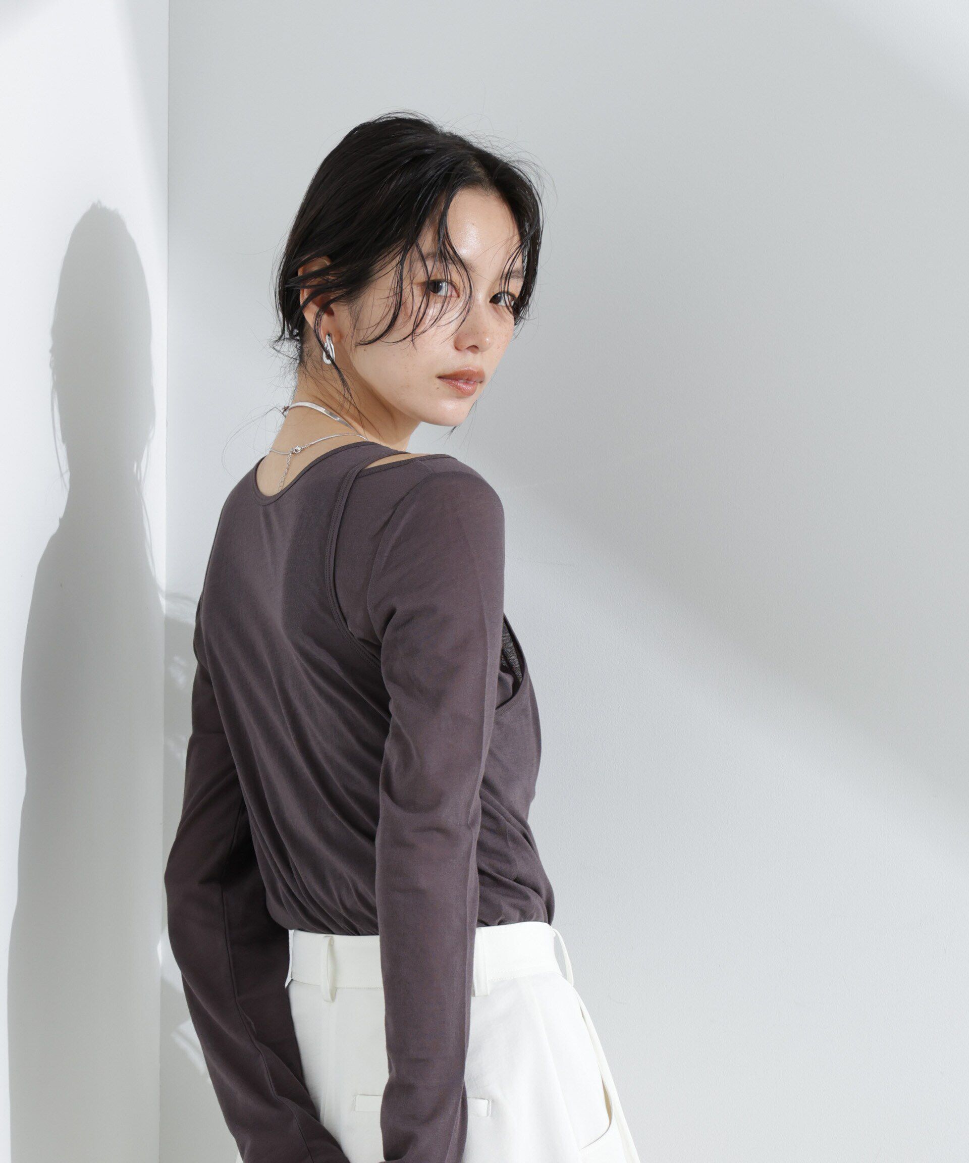 NANO universe「シアータンクトップ＋ロンTレイヤードセット」|Tシャツ・カットソー|