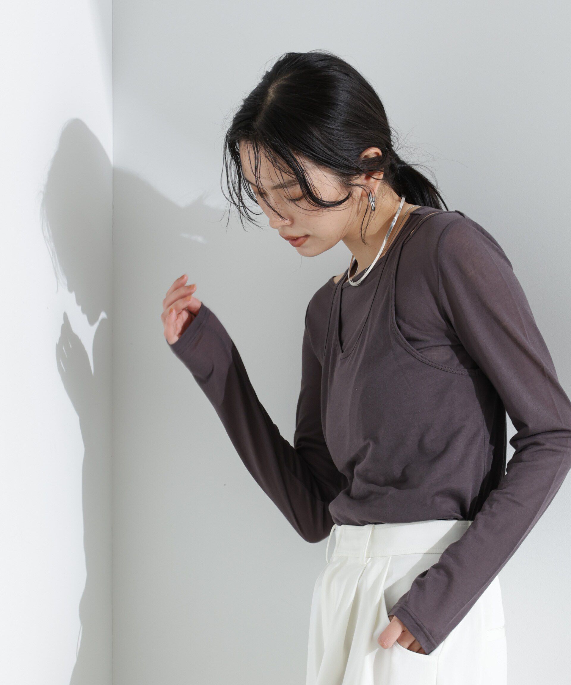 NANO universe「シアータンクトップ＋ロンTレイヤードセット」|Tシャツ・カットソー|