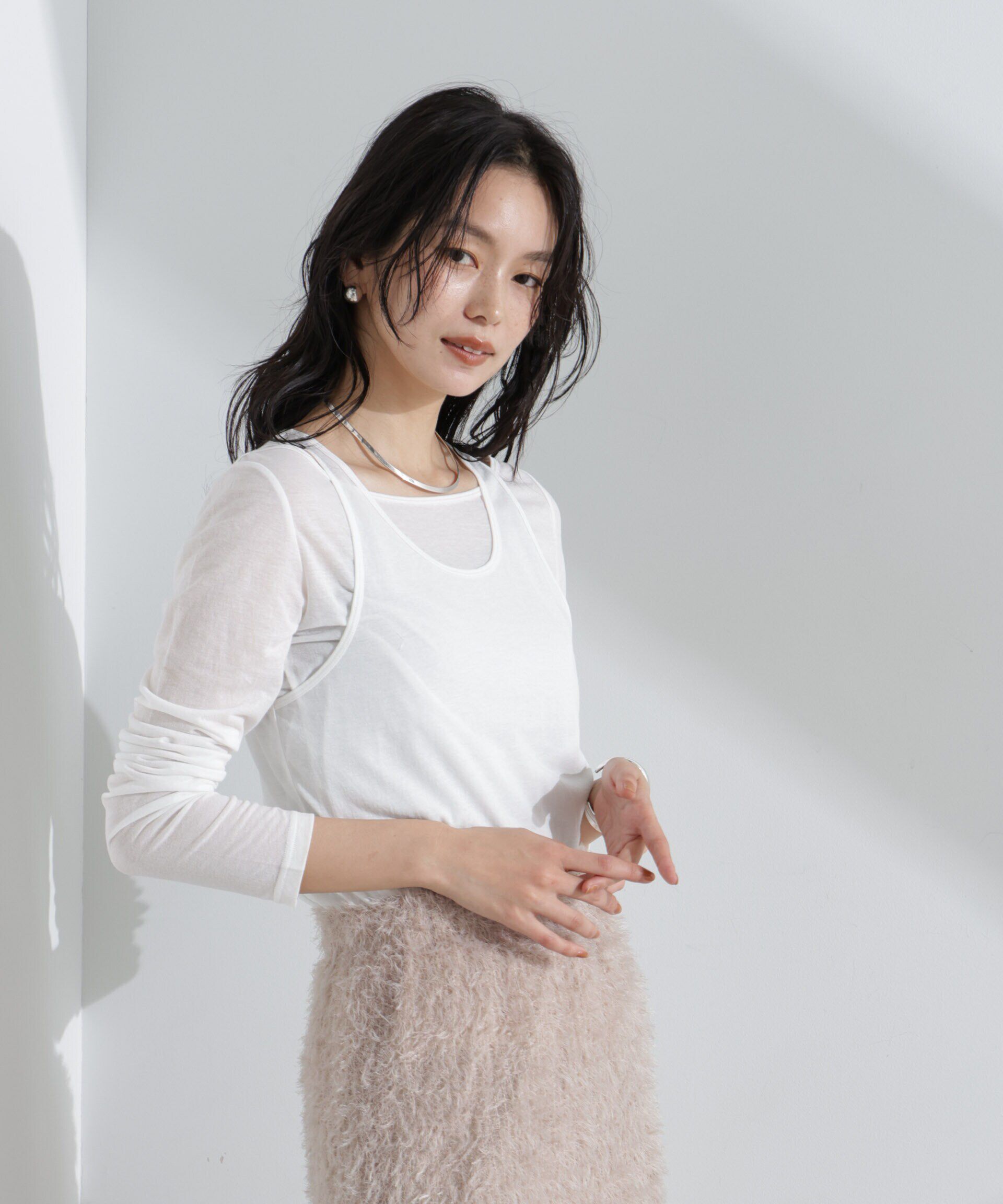 NANO universe「シアータンクトップ＋ロンTレイヤードセット」|Tシャツ・カットソー|