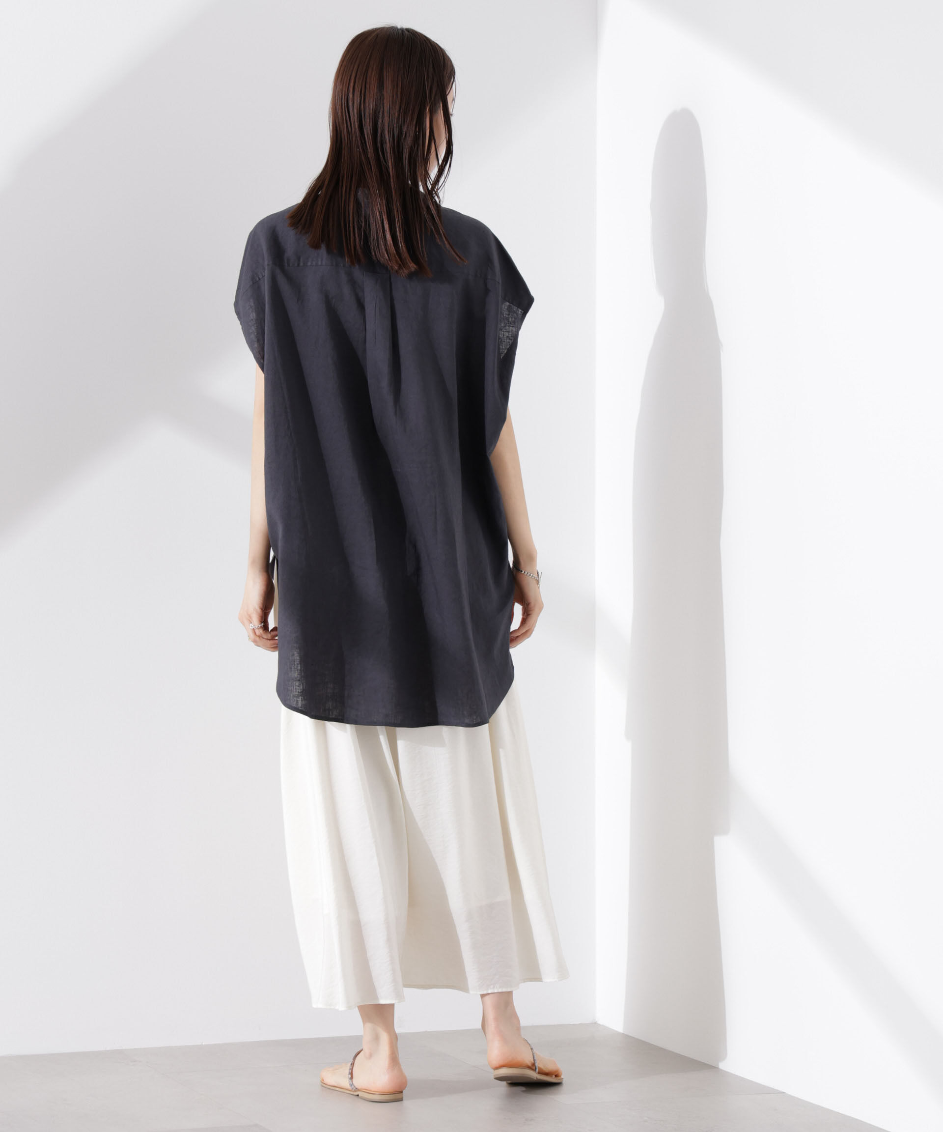NANO universe「Anti Smell Linen フレンチスリーブシャツ」|シャツ・ブラウス|
