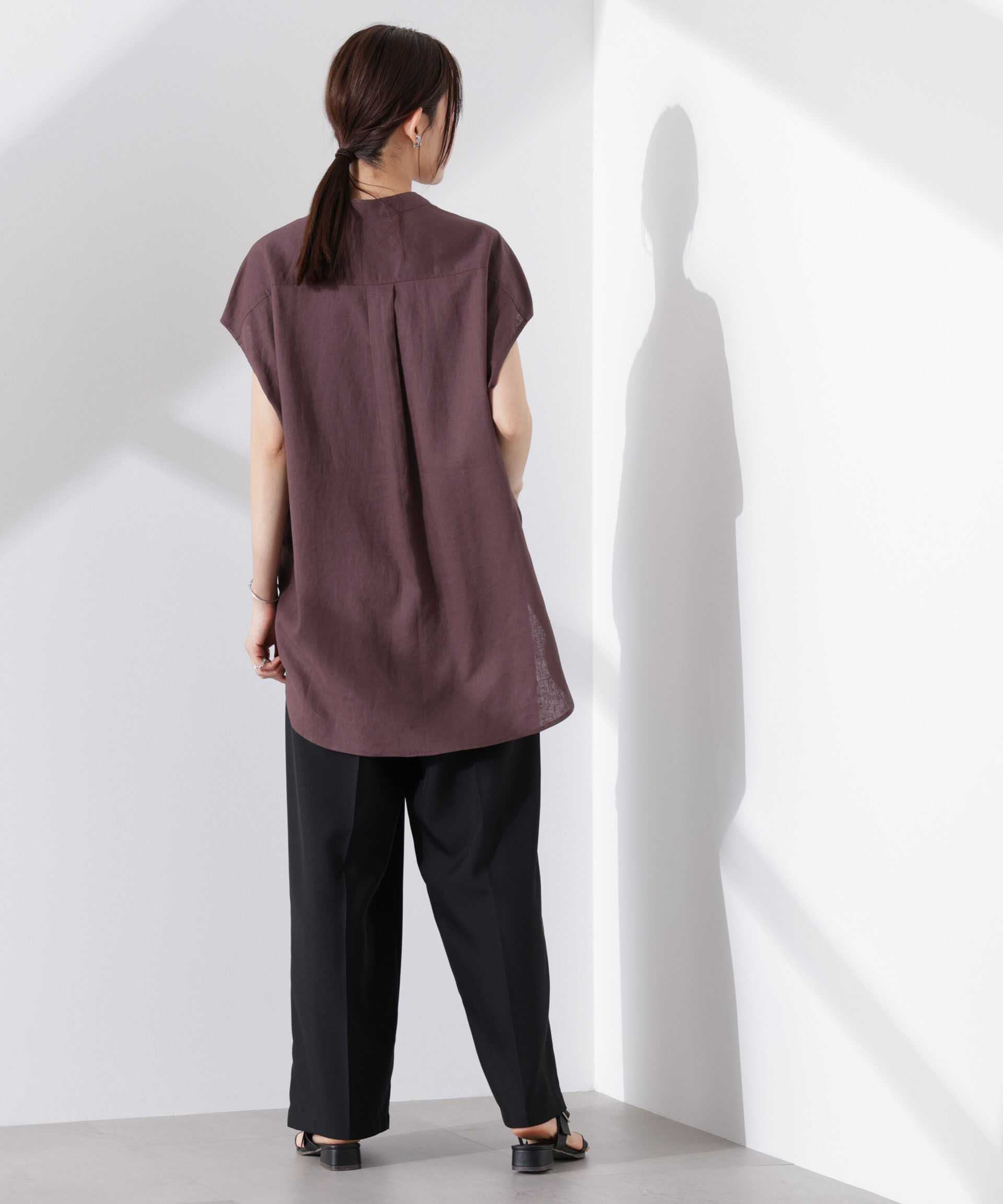 NANO universe「Anti Smell Linen フレンチスリーブシャツ」|シャツ・ブラウス|