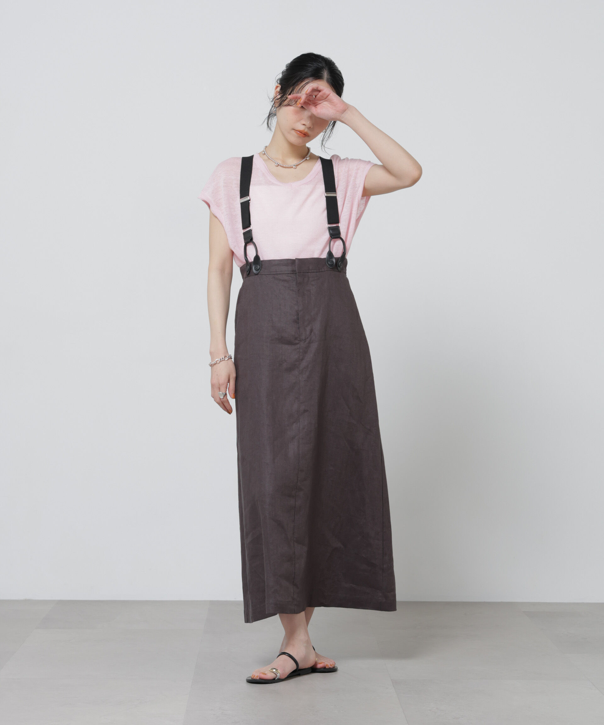 NANO universe「European Flax サスペンダー付きスカート(セットアップ可)」|スカート|