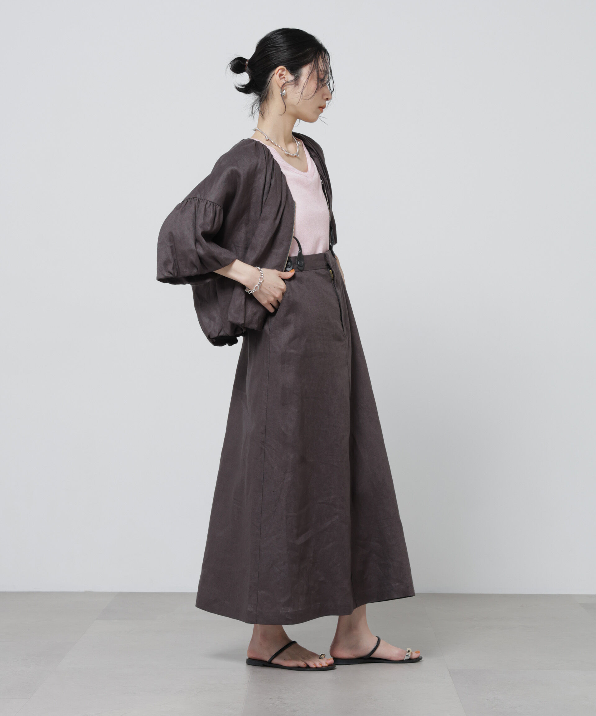 NANO universe「European Flax サスペンダー付きスカート(セットアップ可)」|スカート|