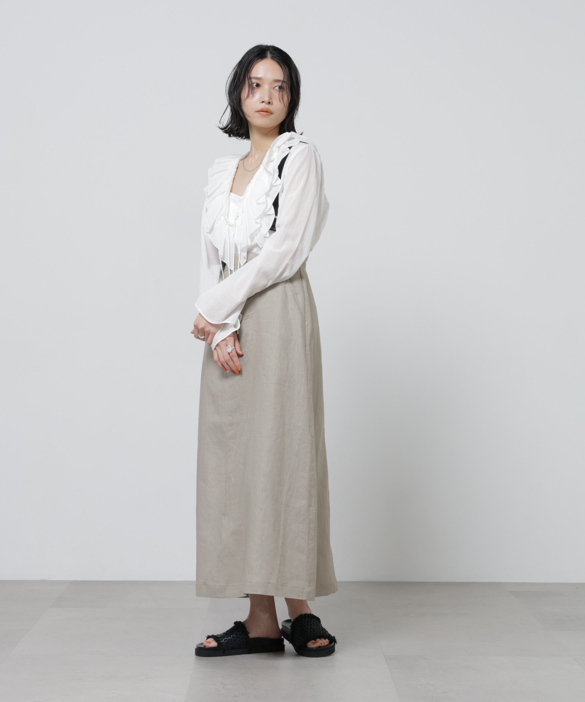 NANO universe「European Flax サスペンダー付きスカート(セットアップ可)」|スカート|