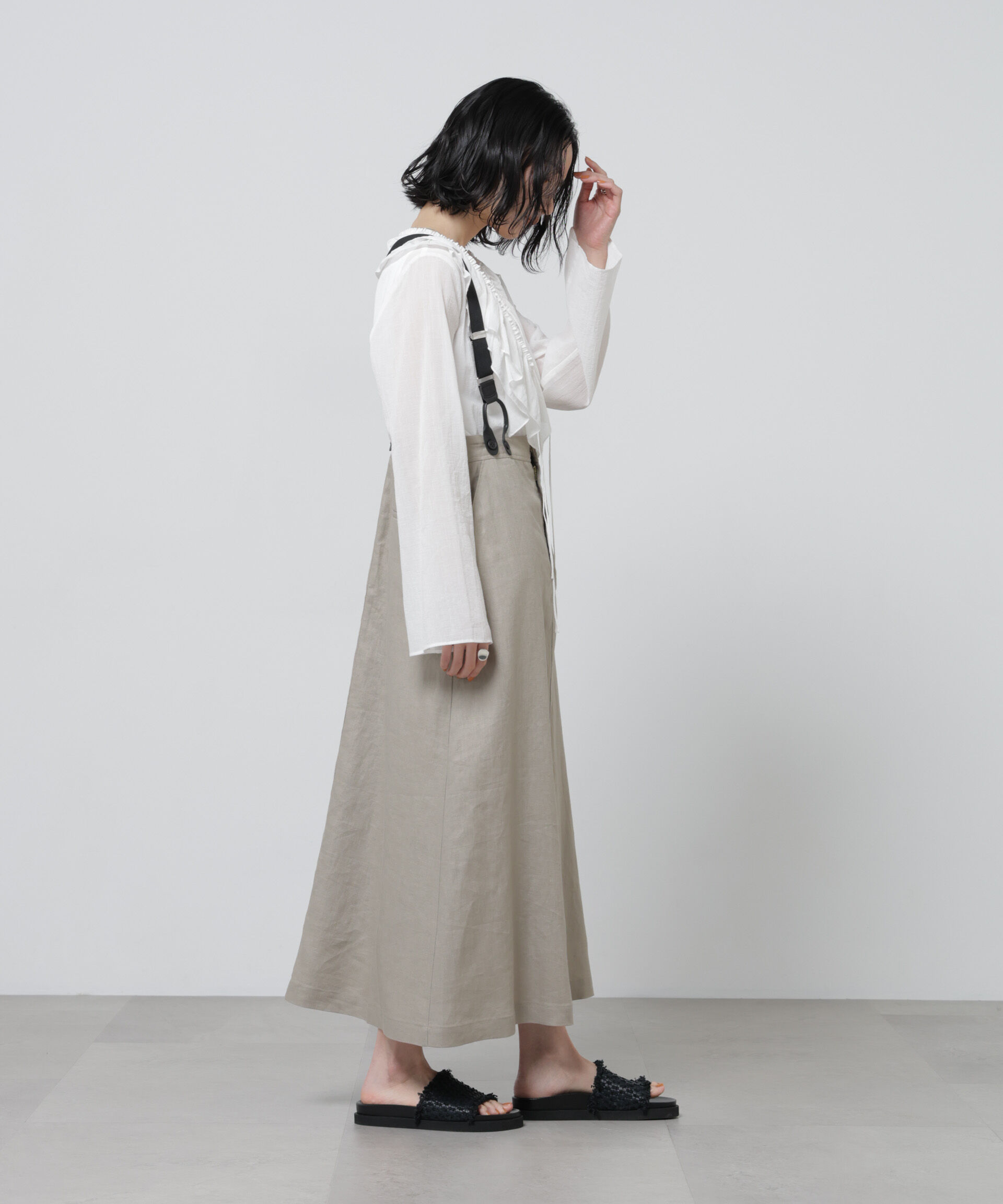 NANO universe「European Flax サスペンダー付きスカート(セットアップ可)」|スカート|