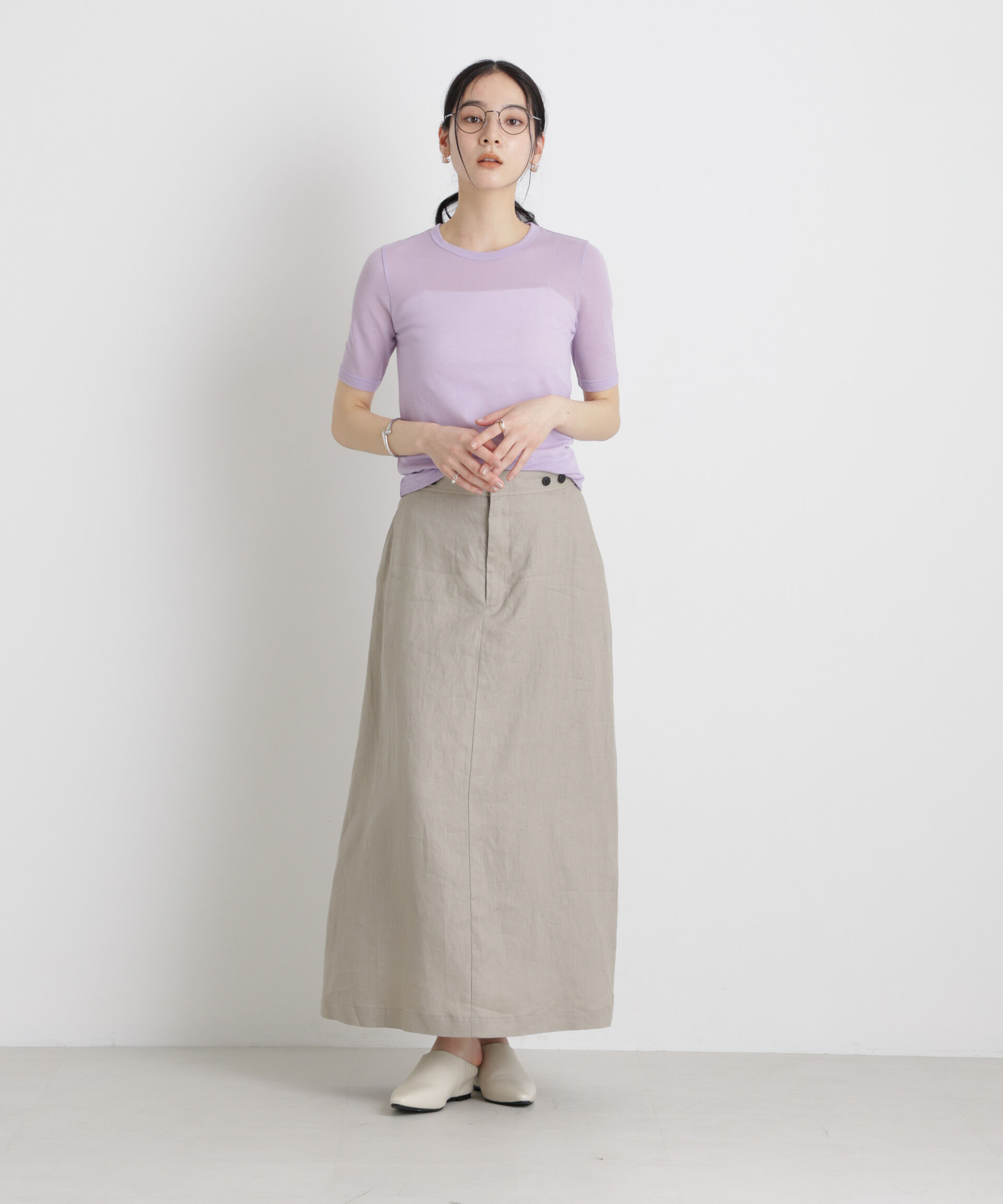 NANO universe「European Flax サスペンダー付きスカート(セットアップ可)」|スカート|