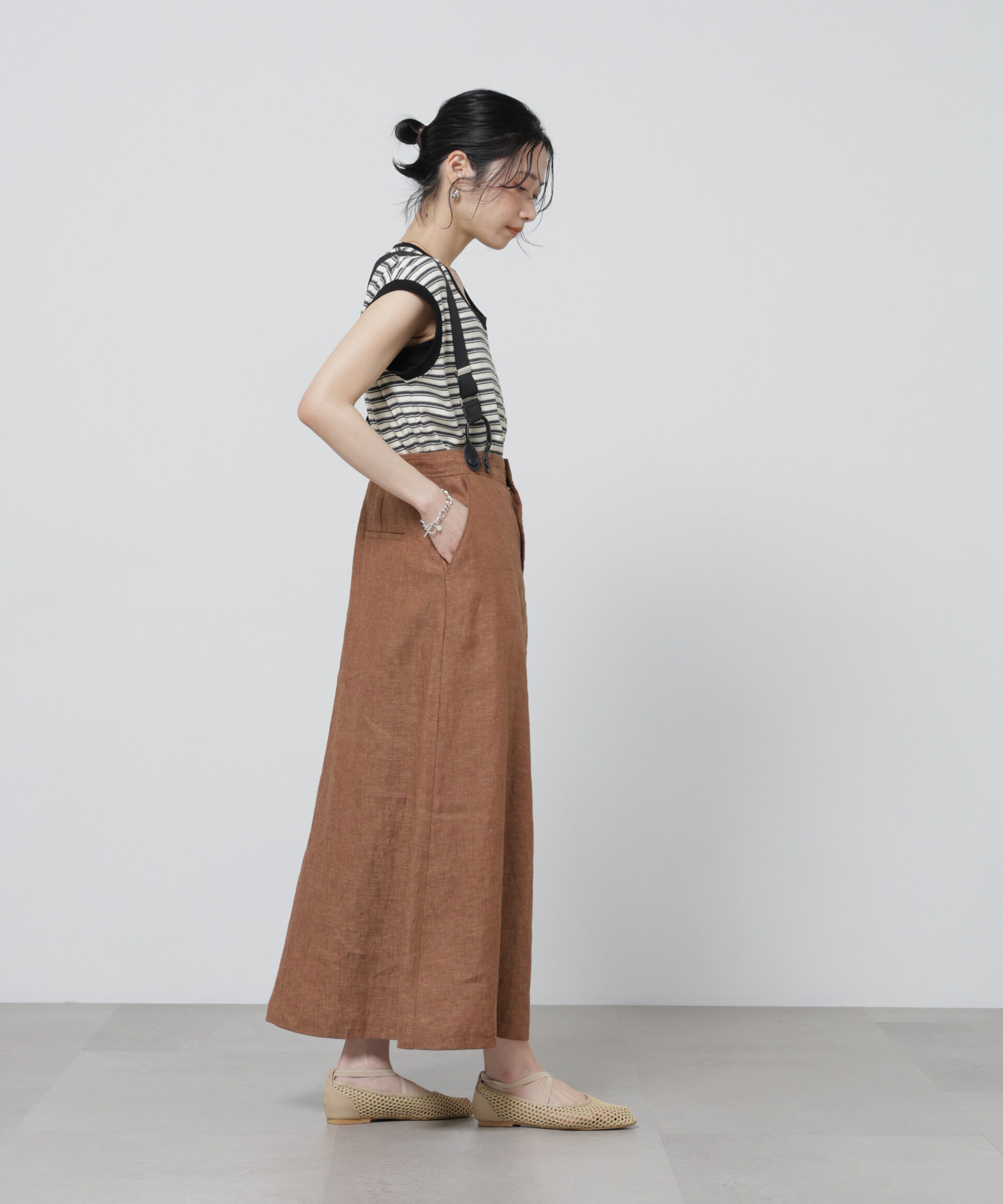 NANO universe「European Flax サスペンダー付きスカート(セットアップ可)」|スカート|