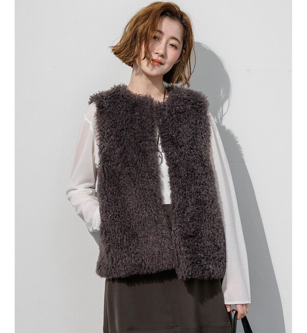 23区「ECPOPELウェイビー エコファー ジレ」|その他|グレー系