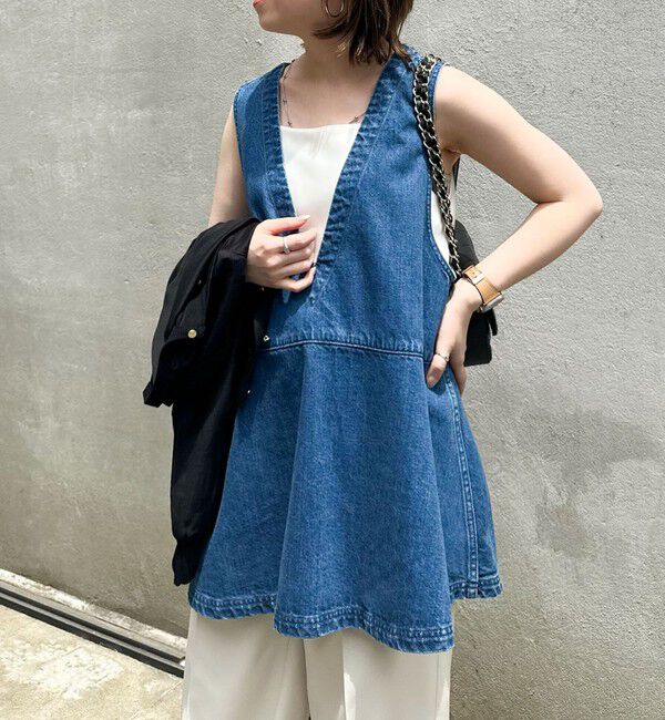 Rie Miller「【RM denim】ペプラムジレデニムブラウス」|シャツ・ブラウス|