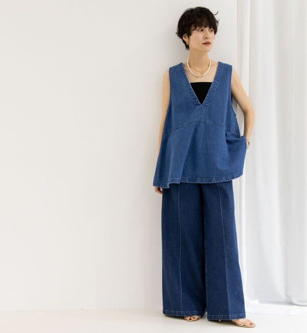 Rie Miller「【RM denim】ペプラムジレデニムブラウス」|シャツ・ブラウス|