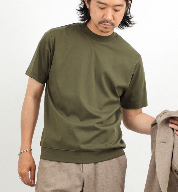 NOLLEY'S goodman「《ビジカジ対応》超長綿ハイゲージポンチ クルーネックドレスTシャツ」|Tシャツ・カットソー|ダークグリーン