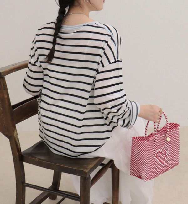 fredy emue「ハートステッチシアーボーダーロンTシャツ」|Tシャツ・カットソー|