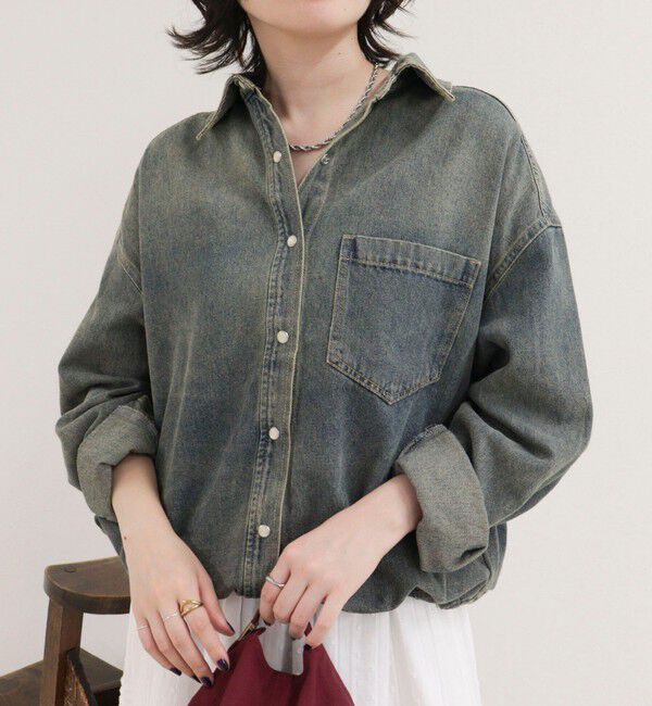 fredy emue「裾ドロストデニム/ホース柄シャツ」|シャツ・ブラウス|