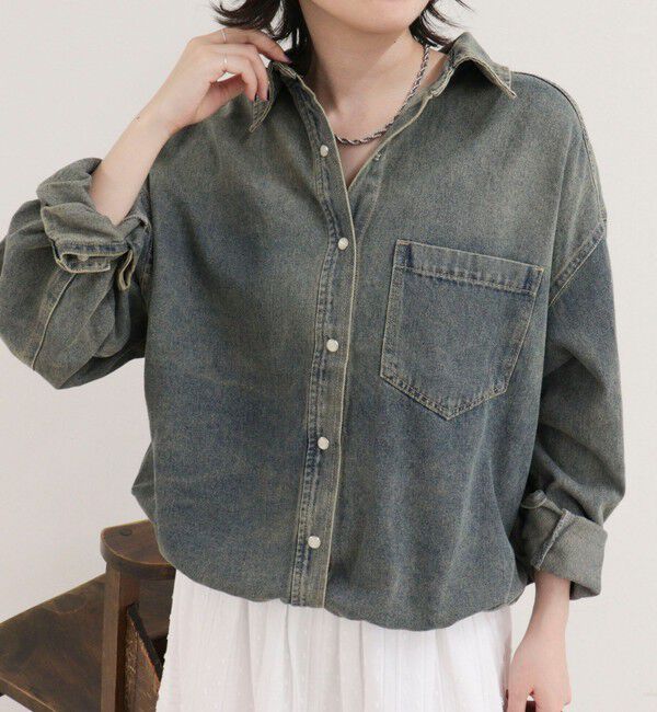 fredy emue「裾ドロストデニム/ホース柄シャツ」|シャツ・ブラウス|