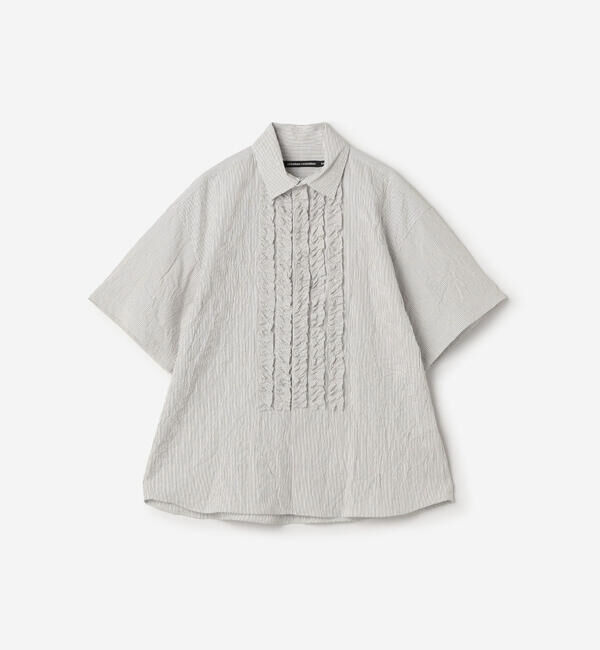  「nicholson & nicholson | ストライプ フリルシャツ WOMEN」|シャツ・ブラウス|GREY系1