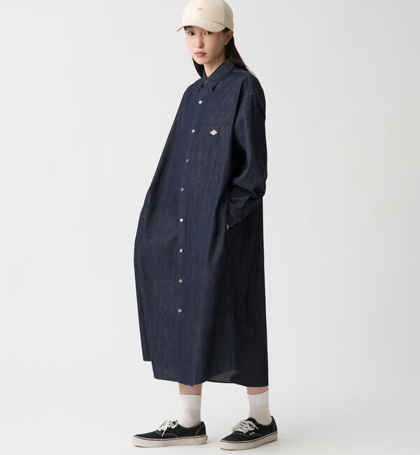DANTON「DANTON | デニムダンガリー レギュラーカラーシャツワンピース WOMEN」|ワンピース|