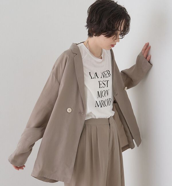 Rouge vif「【セットアップ対応】キュプラフィブリルダブルジャケット」|テーラードジャケット|グレージュ