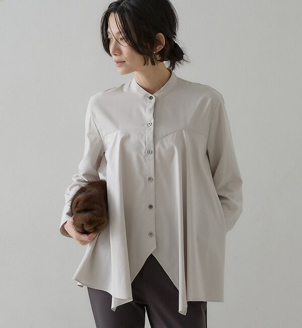 qualite「【2026新色登場】ランダムヘムシャツ【予約】」|シャツ・ブラウス|グレージュ
