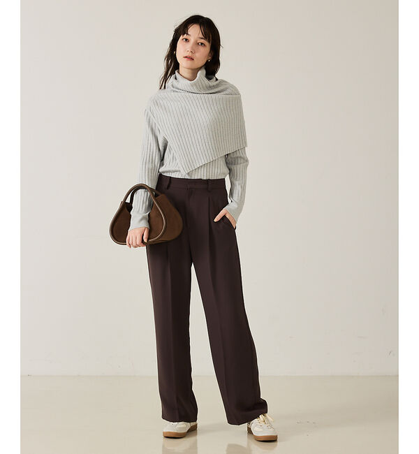 qualite「ご好評につき再入荷！【新色追加！25AW】アシメスヌードリブニット/スヌード取り」|ニット・セーター|