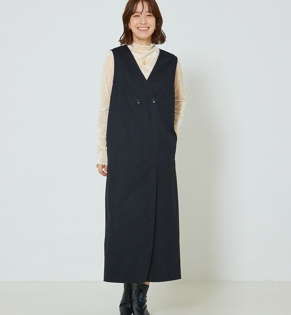 abahouse mavie「【大人のいちまんワンピ】ウォームジャージージレ風ジャンスカ」|ジャンパースカート|