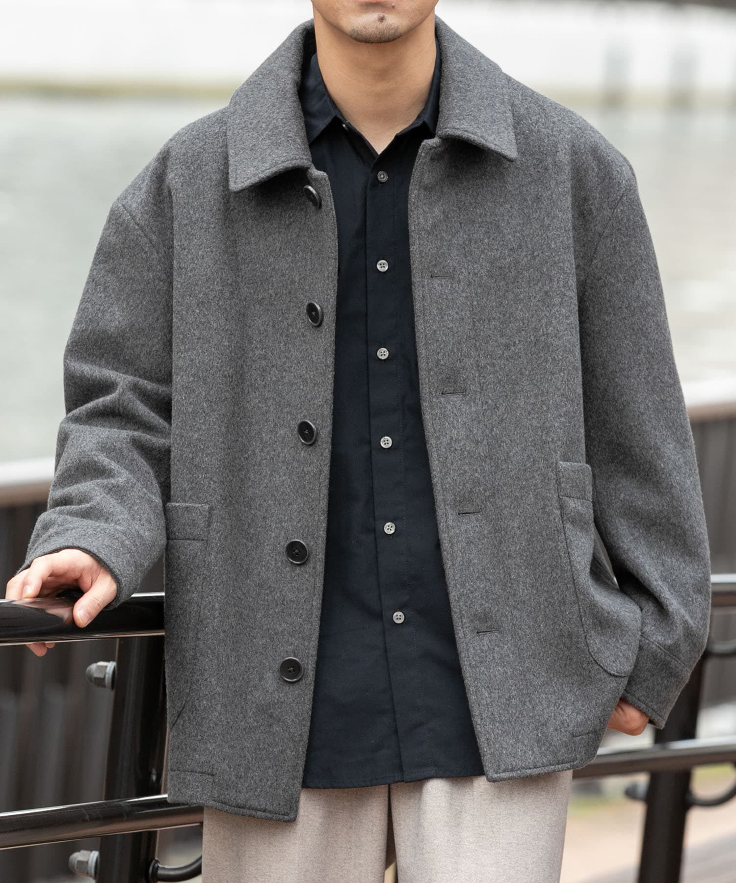 URBAN RESEARCH ROSSO「スーパー100 シングルPコート」|ピーコート|チャコールグレー
