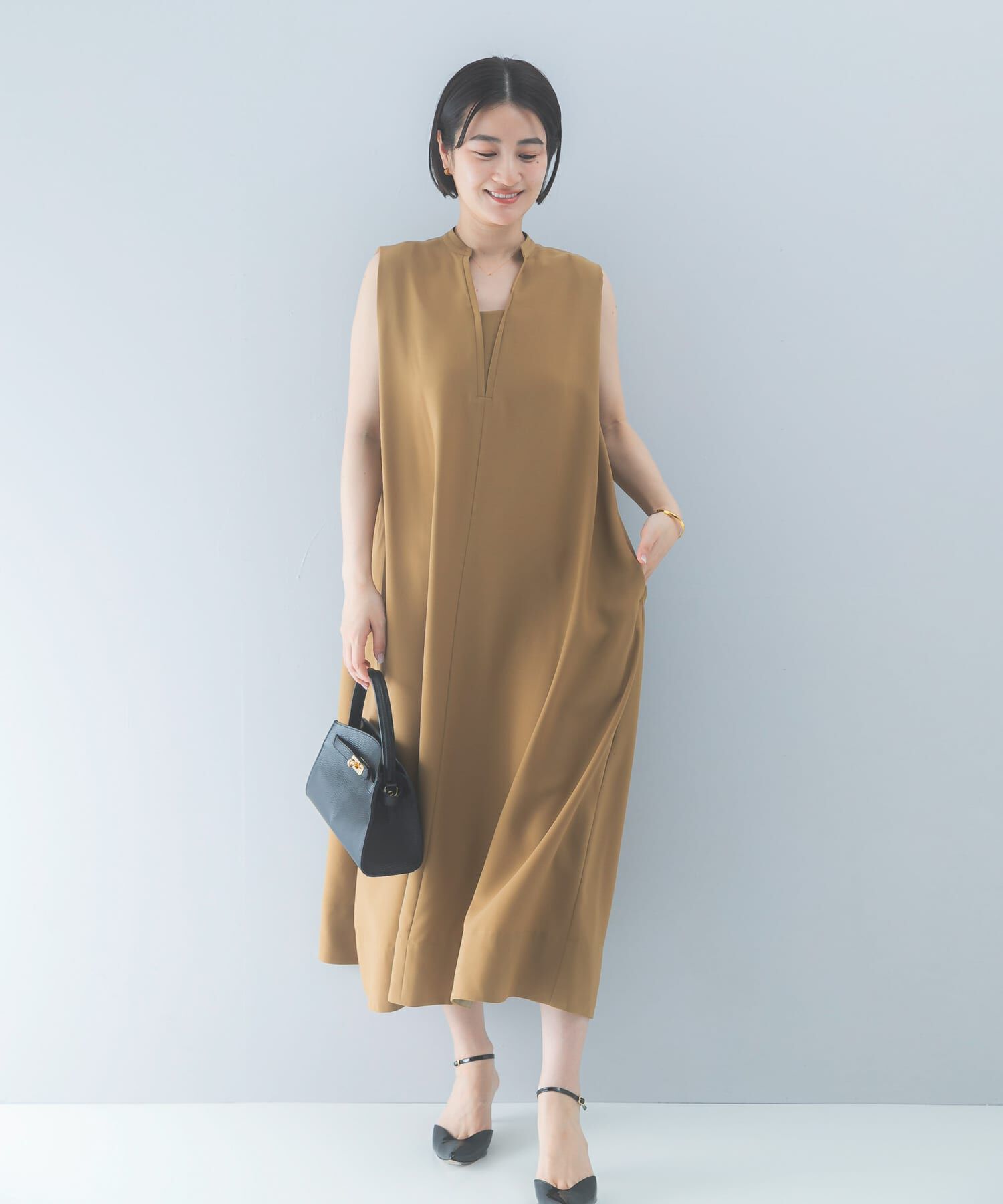 URBAN RESEARCH ROSSO「クールタッチ 吸水速乾キーネックフレアワンピース」|ワンピース|イエロー系その他