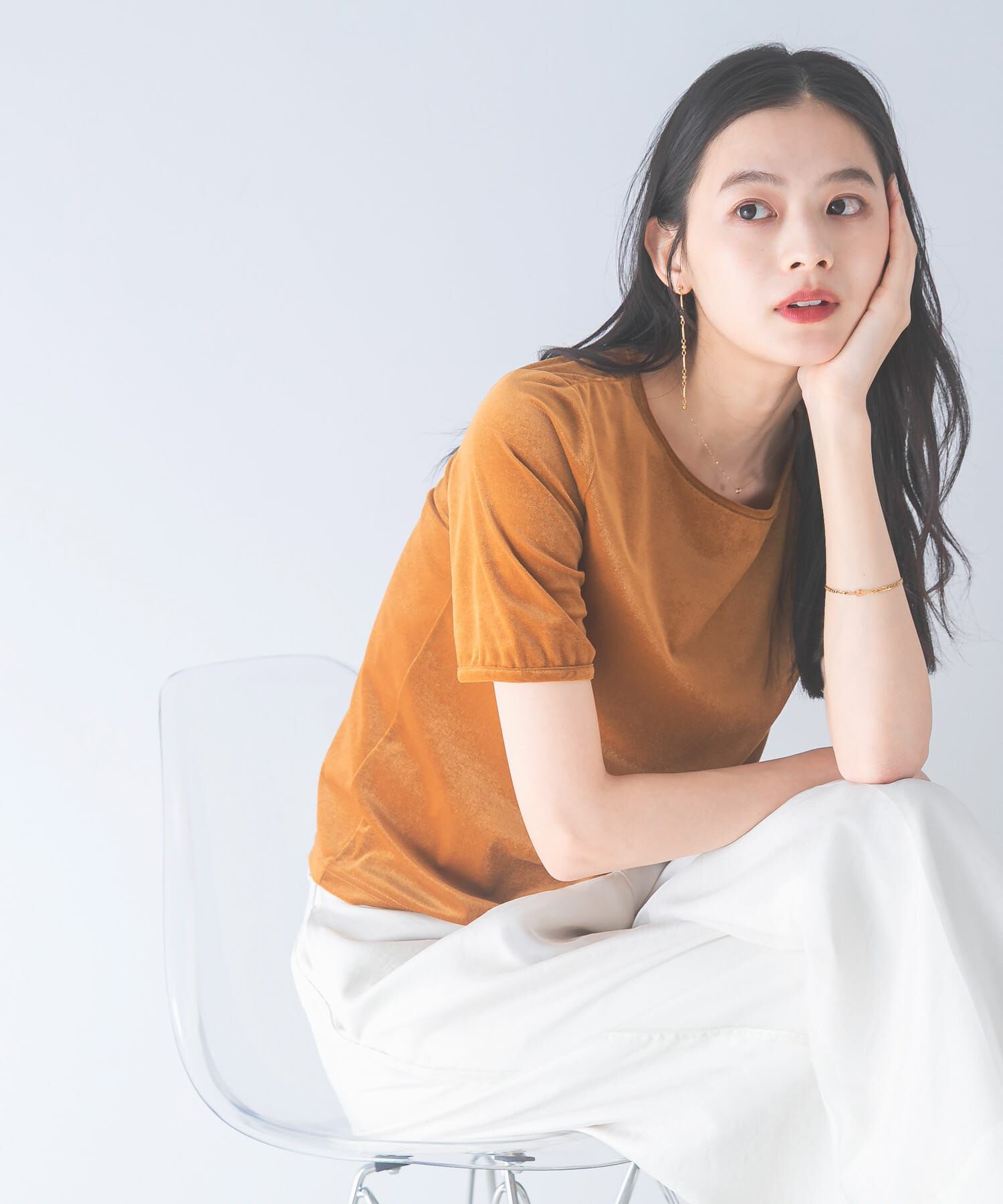 URBAN RESEARCH ROSSO「バックスリットシアーベロアカットソー」|Tシャツ・カットソー|