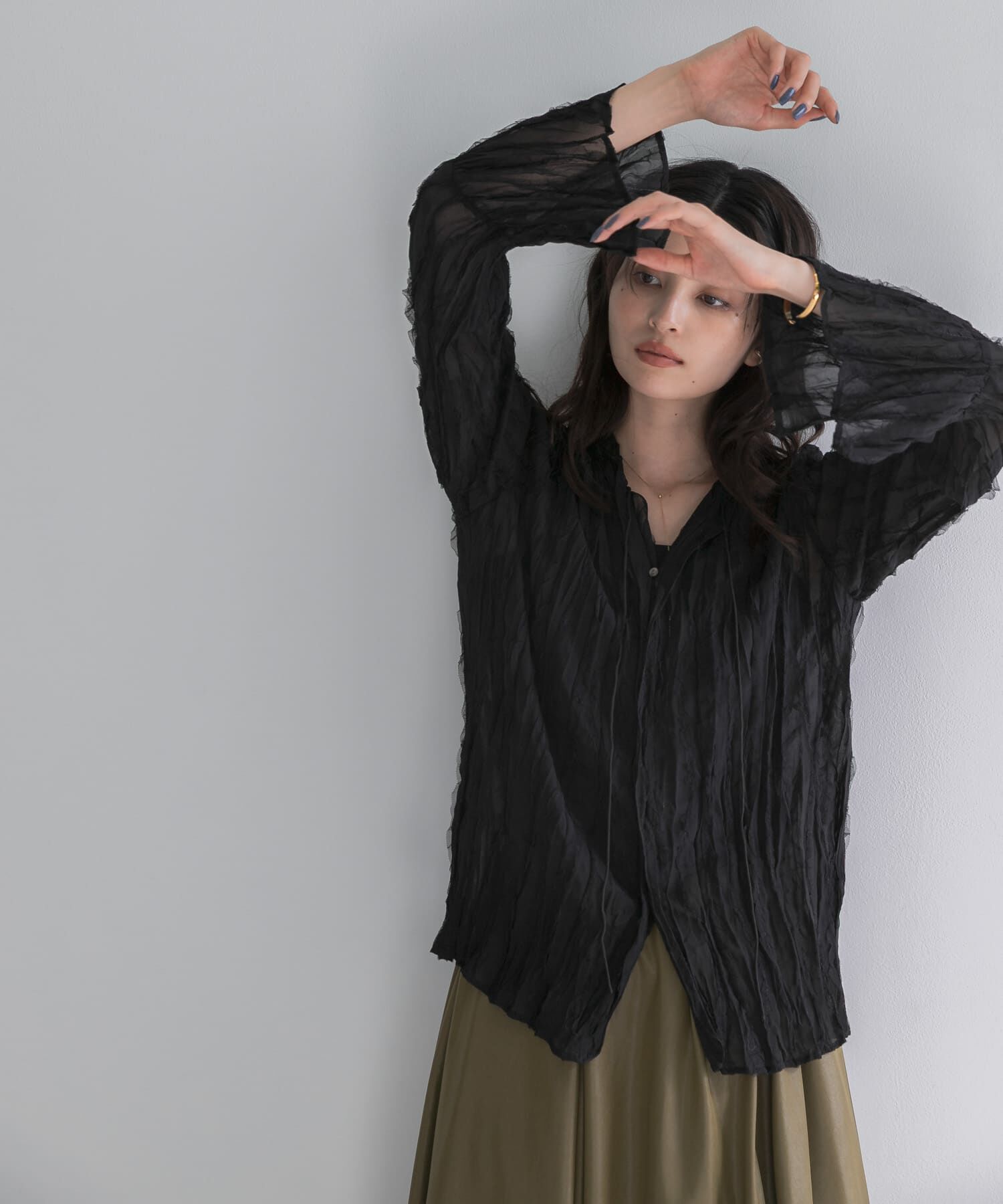 URBAN RESEARCH ROSSO「ワッシャープリーツシアーブラウス」|シャツ・ブラウス|