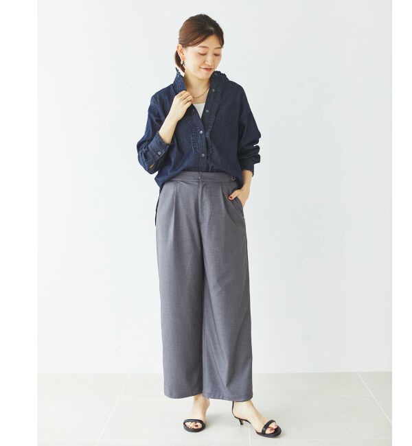 le.coeur blanc「サイドベルトタックワイドパンツ」|その他|