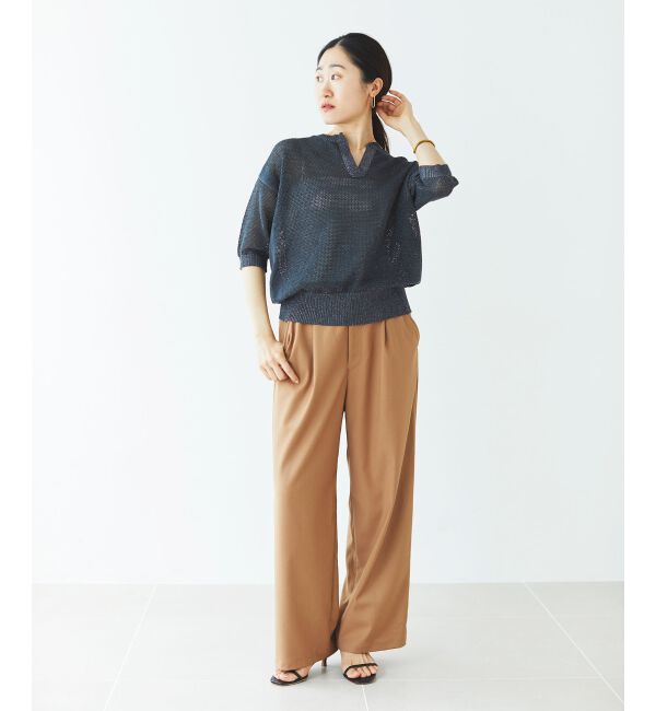 le.coeur blanc「サイドベルトタックワイドパンツ」|その他|