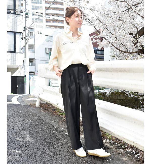 le.coeur blanc「サイドベルトタックワイドパンツ」|その他|